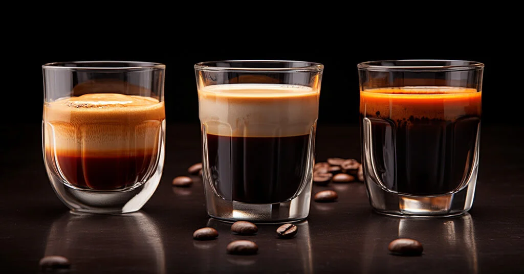 Visual Guide to Lungo, Espresso, and Ristretto Coffee