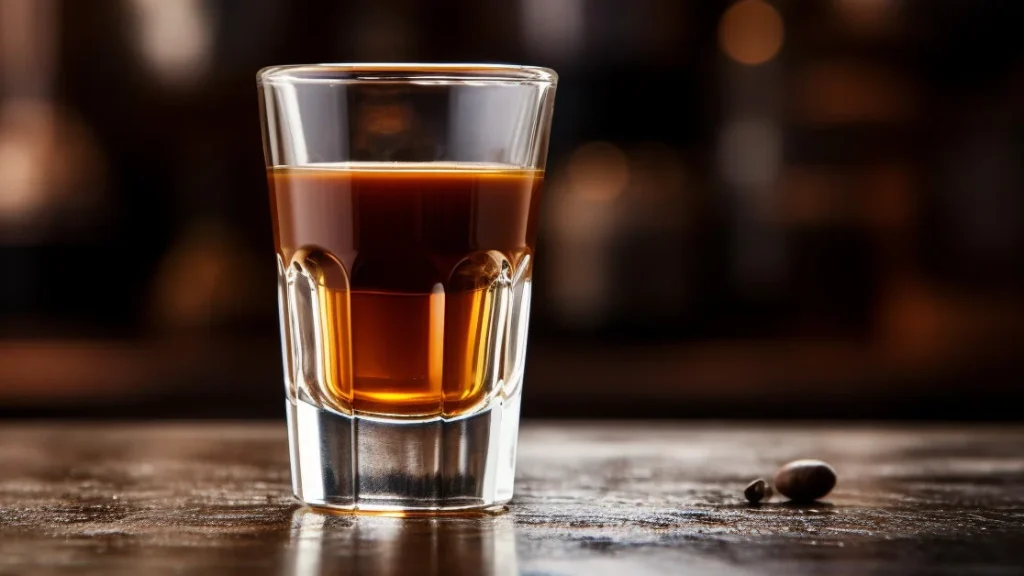 A single-ounce shot of rich and aromatic espresso in a cup.