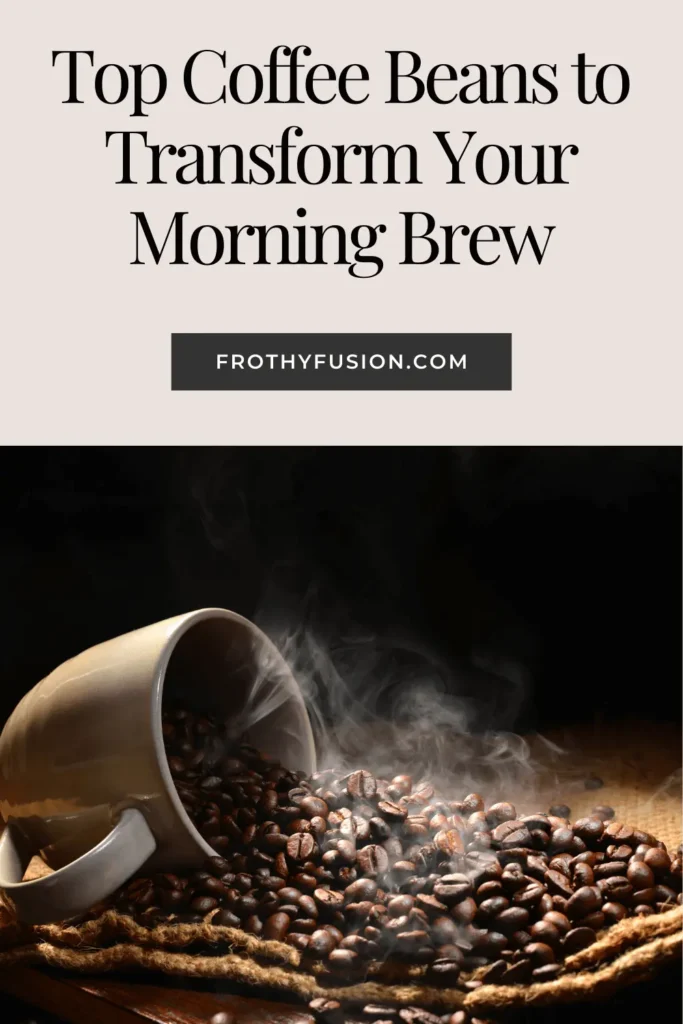 A close-up of roasted coffee beans spilling from a bag onto a wooden table, ready to brew the perfect cup.