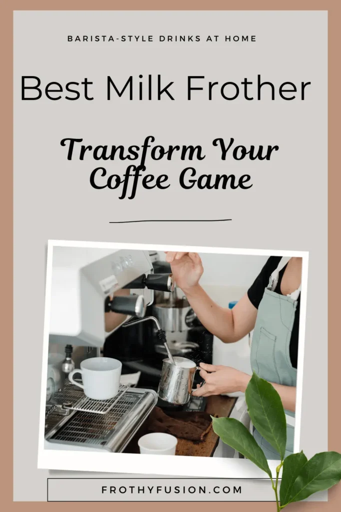 A sleek milk frother creating creamy, frothy milk for a barista-style latte at home.