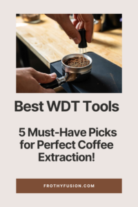 Best WDT Tool: The Secret to Better Espresso Extraction ☕ 3 Image showing a barista using a WDT tool to distribute coffee grounds evenly in a portafilter, ensuring consistent espresso extraction.