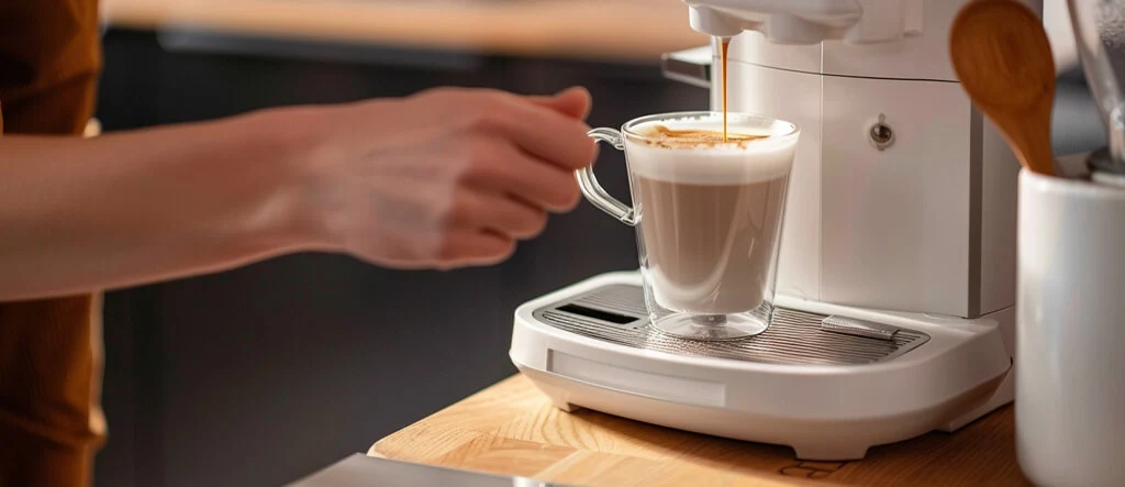 Home cappuccino maker brewing a perfect