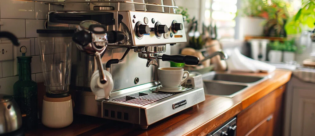 Home cappuccino maker with built-in milk frother