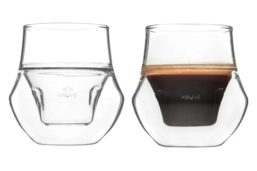  KRUVE Propel Espresso Glass crafted to help you create designs in your coffee.
