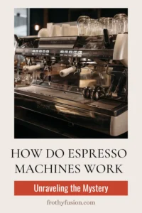 How Do Espresso Machines Work Exactly ? ☕ 3 A detailed view of an espresso machine brewing a shot of coffee, highlighting its components and mechanisms in action.