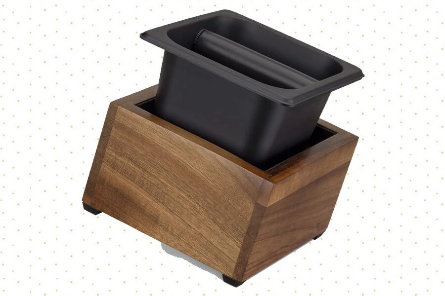 Navaris Coffee Knock Box with durable design and rubber base for efficient disposal of used coffee grounds.