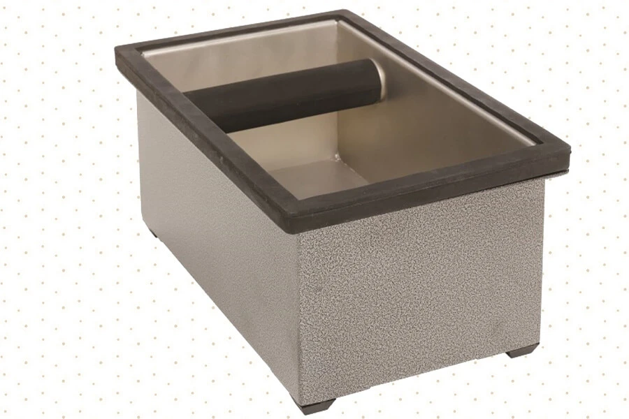 Rattleware Knock Box with durable stainless steel construction, designed for efficient disposal of espresso grounds.