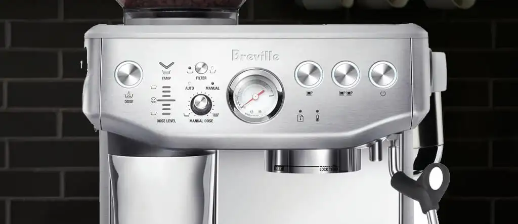 Close-up of the PID control display on an espresso machine showing precise temperature control