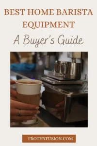 Barista Equipment - Essential Tools Coffee Lovers Will Love 3 An organized display of essential home barista equipment, including an espresso machine, grinder, tamper, and milk frother.