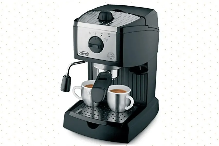 DeLonghi EC155 Espresso Machine with steam wand and compact design for home coffee lovers