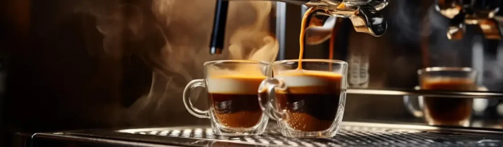 Double Espresso Shots Brewed with De’Longhi La Specialista Two rich espresso shots with thick crema, freshly brewed and ready to serve