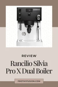 Rancilio Silvia Pro X Review – Serious Espresso Machine ☕ 3 The Rancilio Silvia Pro X dual boiler espresso machine in a modern kitchen setup, pulling a perfect shot of espresso with precision.