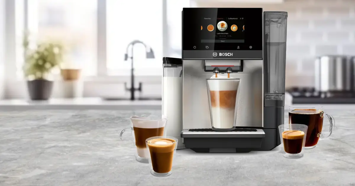 Bosch VeroCafe Review: Smart Brewing Meets German Engineering ☕ 2 Bosch VeroCafe super automatic espresso machine on a modern kitchen bench