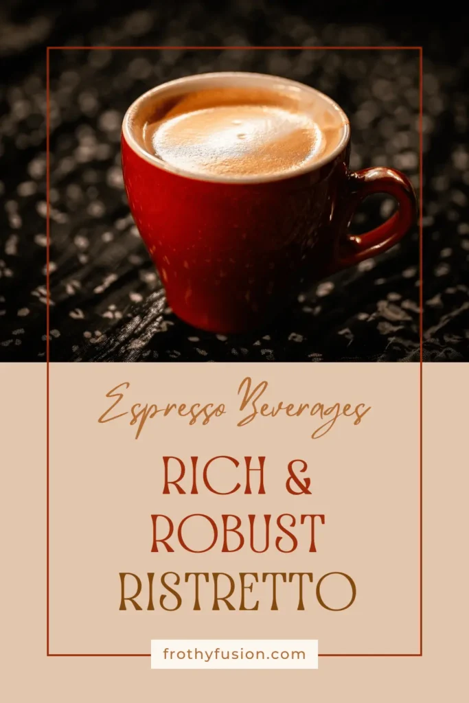 A rich and robust ristretto shot in a small cup, highlighting its intense flavor and velvety crema for espresso enthusiasts.