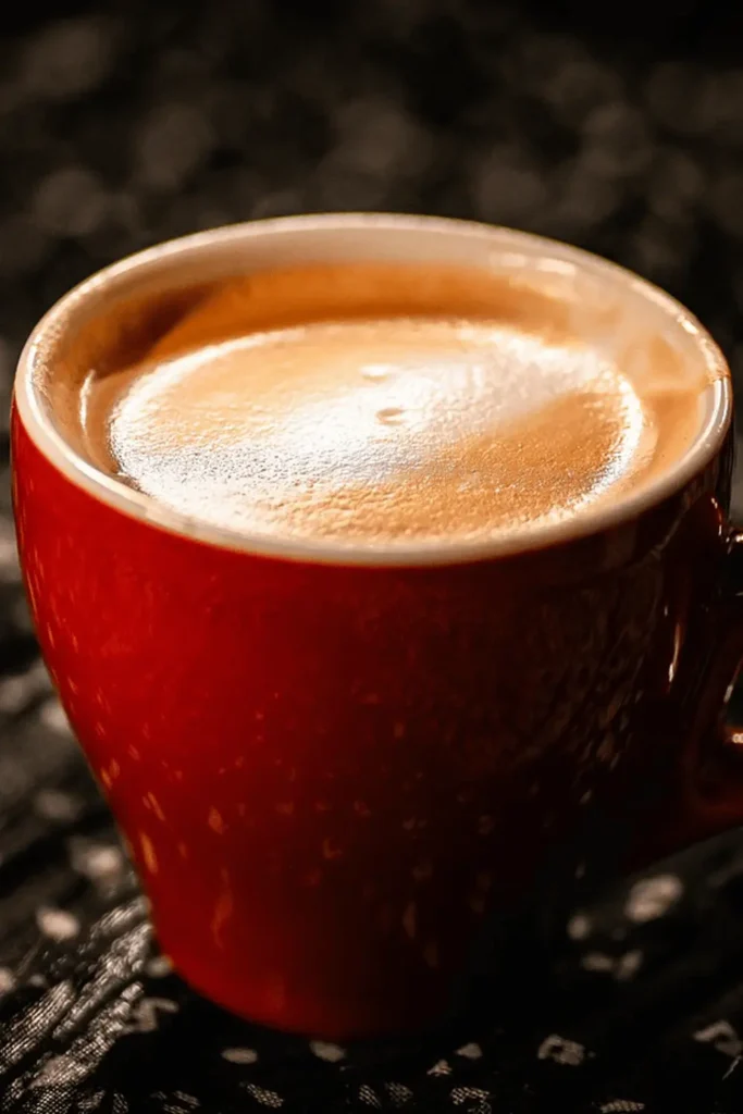 A cup of ristretto served in a vibrant red cup