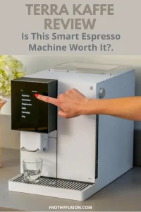 Terra Kaffe Review (2026): Is It Worth Buying? βπ± 3 Pinterest Pin featuring the Terra Kaffe espresso machine, a sleek and modern coffee maker for home baristas.