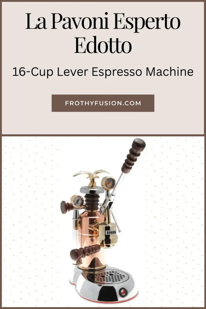 La Pavoni Esperto Edotto Review ☕✨ 4 La Pavoni Esperto Edotto lever espresso machine with a polished brass and wood finish, ideal for traditional espresso lovers.