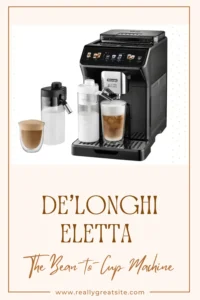 DeLonghi Eletta Review - The Bean-to-Cup Machine 3 Front view of the DeLonghi Eletta fully automatic espresso machine used for home barista coffee making.
