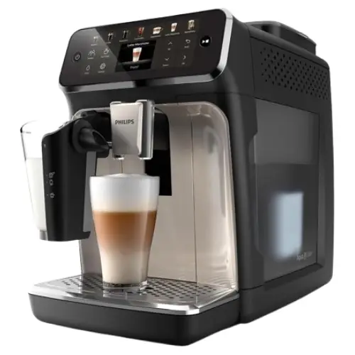 Philips 4400 Series Espresso machine Philips 4400 Series Fully Automatic Espresso Machine with built-in grinder and milk frother on kitchen counter