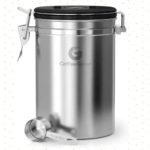 Coffee Gator Stainless Steel Canister – The Ultimate Coffee Storage Solution Coffee Gator Stainless Steel Canister – Airtight Storage for Fresh Coffee Beans