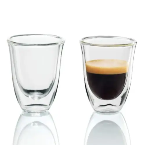De’Longhi Double-Wall 2 oz Thermal Espresso Glasses De’Longhi 2 oz double-wall thermal espresso glasses with heat retention