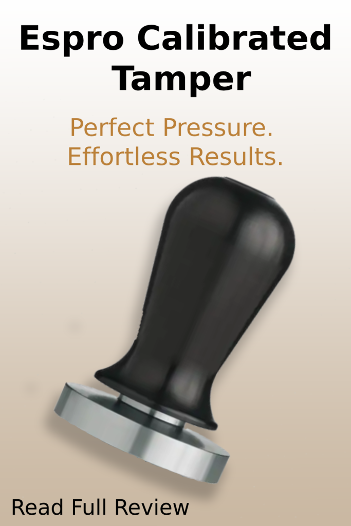 Espro Tamper Review – Perfect Pressure Every Time 3 Espro Tamper on a wooden counter, designed to apply consistent pressure for espresso tamping