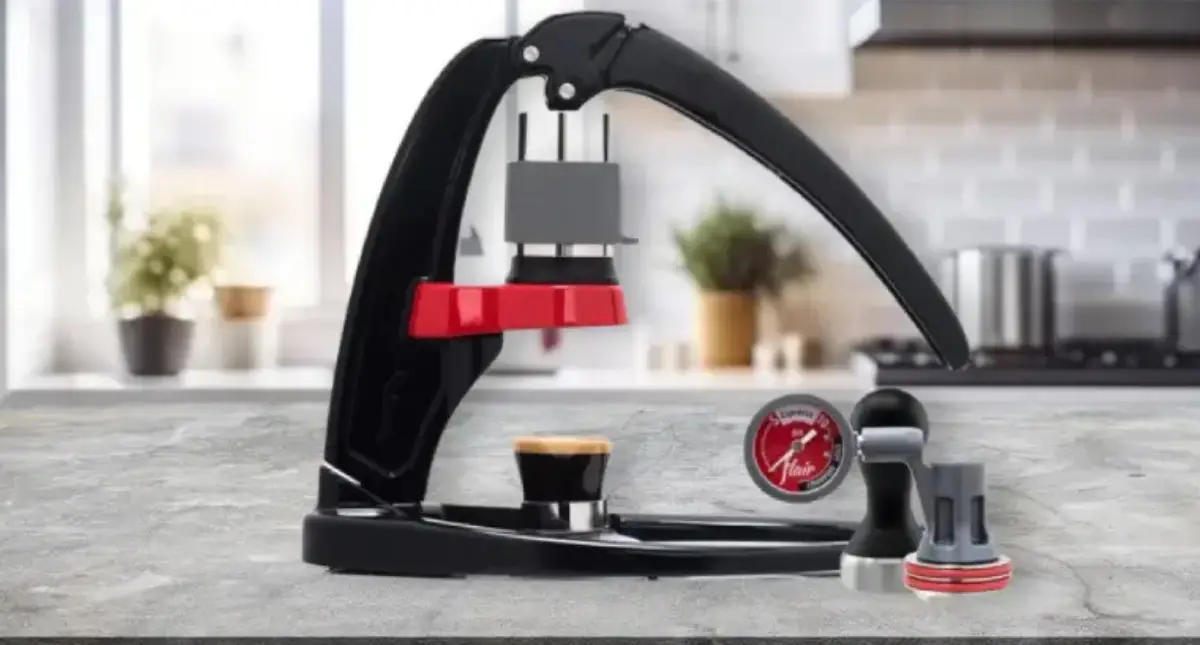 Flair 58 Manual Espresso Machine Review – The Manual Machine Built for Pros 2 Flair 58 Manual Espresso Machine on a kitchen counter