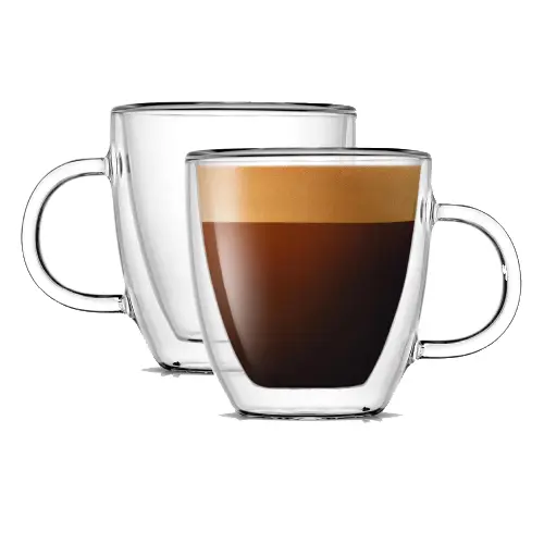 JoyJolt Savor Double Wall Espresso Mugs – Set of 2 Insulated 5.4 oz Cups JoyJolt Savor double wall glass espresso mugs with sleek modern design, set of two