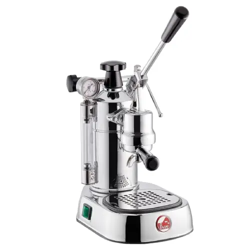 La Pavoni Professional Espresso Machine – Best Manual Espresso Machines La Pavoni Professional Espresso Machine with a polished chrome finish and lever-operated espresso system.