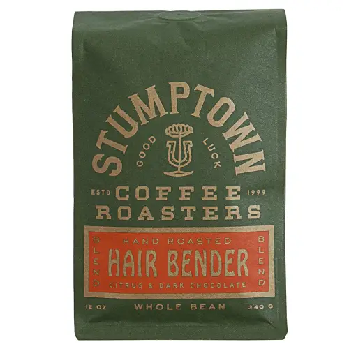Stumptown Hair Bender Whole Bean Coffee Bag of Stumptown Hair Bender whole bean coffee with bold packaging design