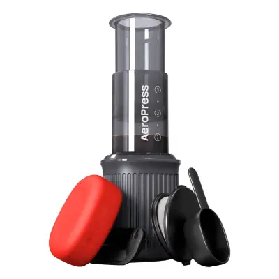 AeroPress Go – Compact Travel Coffee Maker with Mug AeroPress Go portable coffee maker with travel mug and accessories