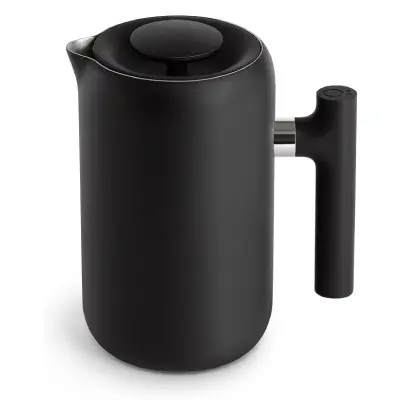 Fellow Clara French Press – Insulated & Stylish Sleek matte black Fellow Clara French Press with double-wall design on kitchen counter