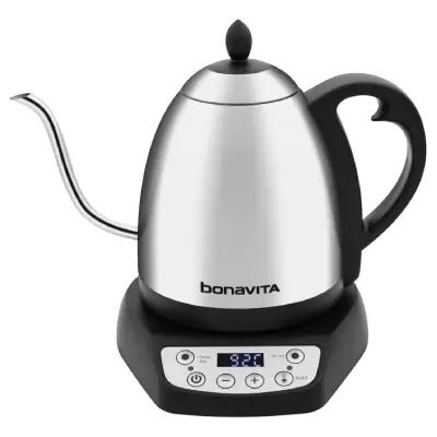 Bonavita Variable Temp – Fast and Reliable Electric Kettle for Coffee Pros Bonavita stainless steel gooseneck kettle with temperature control and hold function