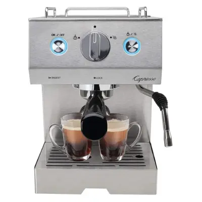 Capresso Café Pro – Compact Manual Espresso Machine for Home Baristas Capresso Café Pro espresso machine with dual spouts and stainless steel portafilter