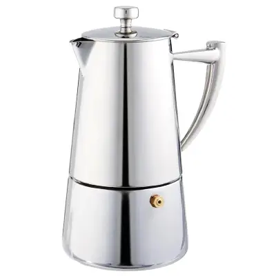 Cuisinox Roma – Heavy-Duty Stainless Steel Stovetop Espresso Maker Cuisinox Roma polished stainless steel Moka pot on white background
