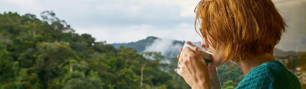 How to Practice Mindfulness With Coffee ☕🧘♀️ 41 Cozy morning espresso ritual at home with a cup of coffee, view, and mountain dew.