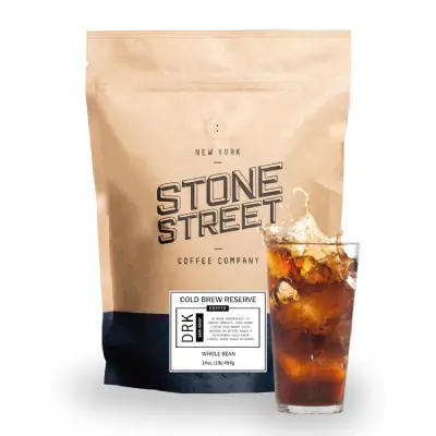 Stone Street Cold Brew Reserve Coffee Packet of Stone Street Cold Brew Reserve Coffee in dark, minimalist packaging designed for smooth, bold cold brew.