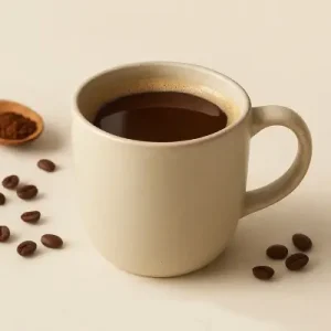 Mushroom Coffee Side Effects: What No One Tells You 🍄 4 Cup of mushroom coffee surrounded by herbs, mushrooms, but is there any mushroom coffee side effects.