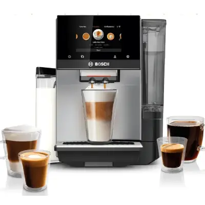 Bosch VeroCafe 800 Series Espresso Machine - Sleek and Efficient Coffee Maker Bosch VeroCafe 800 Series Espresso Machine in stainless steel finish, featuring a sleek design, intuitive controls, and built-in grinder for home baristas.