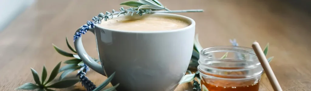 Herbal Coffee Infusion with Spices Herbal coffee infusion served in a cup with natural spices and aromatic ingredients