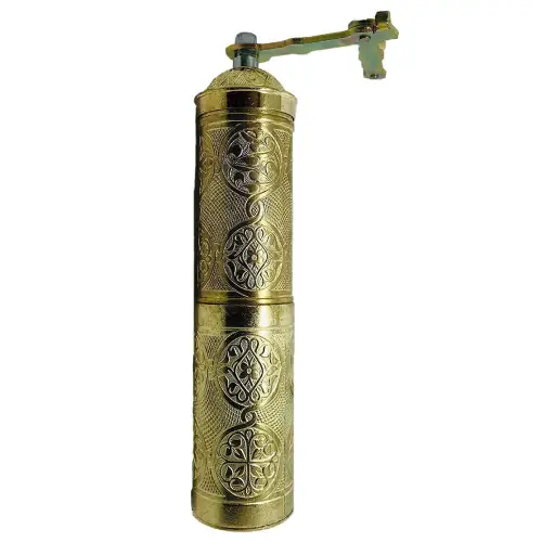 Turkish Emporium traditional hand coffee grinder Turkish Emporium manual coffee grinder with decorative metal body and hand crank