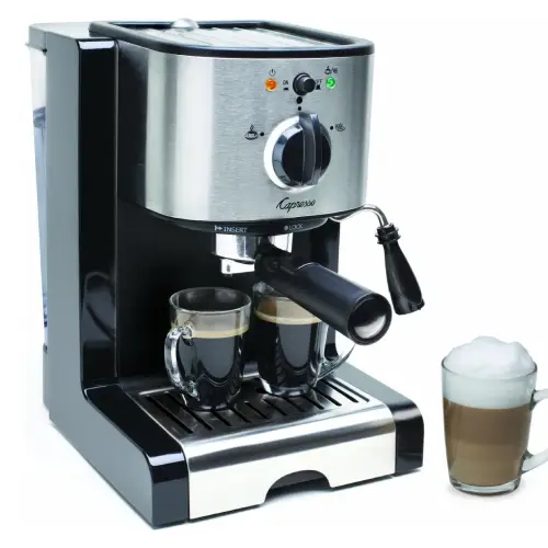 Capresso Café – Compact Manual Espresso Machine for Home Baristas Capresso Café espresso machine with dual spouts and stainless steel portafilter