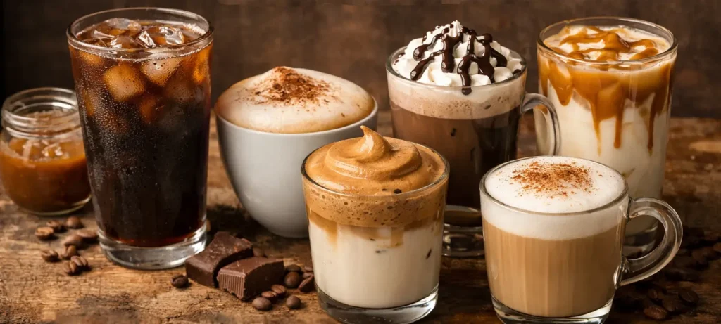 Easy Coffee Recipes You Can Make Without an Espresso Machine 16 Six easy coffee recipes you can make at home without an espresso machine, including classic latte, iced coffee, creamy vanilla coffee, café mocha, honey cinnamon coffee, and coffee frappé.