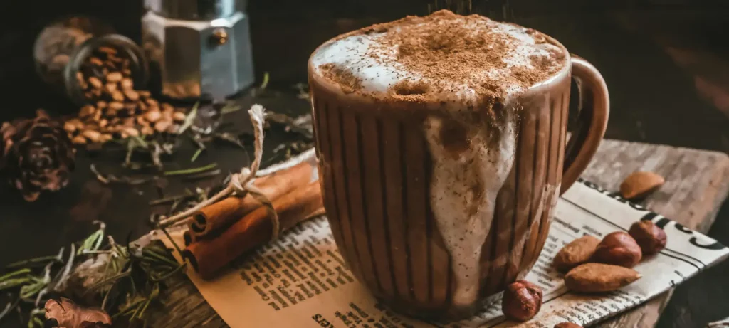 Best Mushroom Coffee for Energy & Focus ☕🍄 49 Cup of mushroom coffee with functional mushrooms on tray for energy and focus