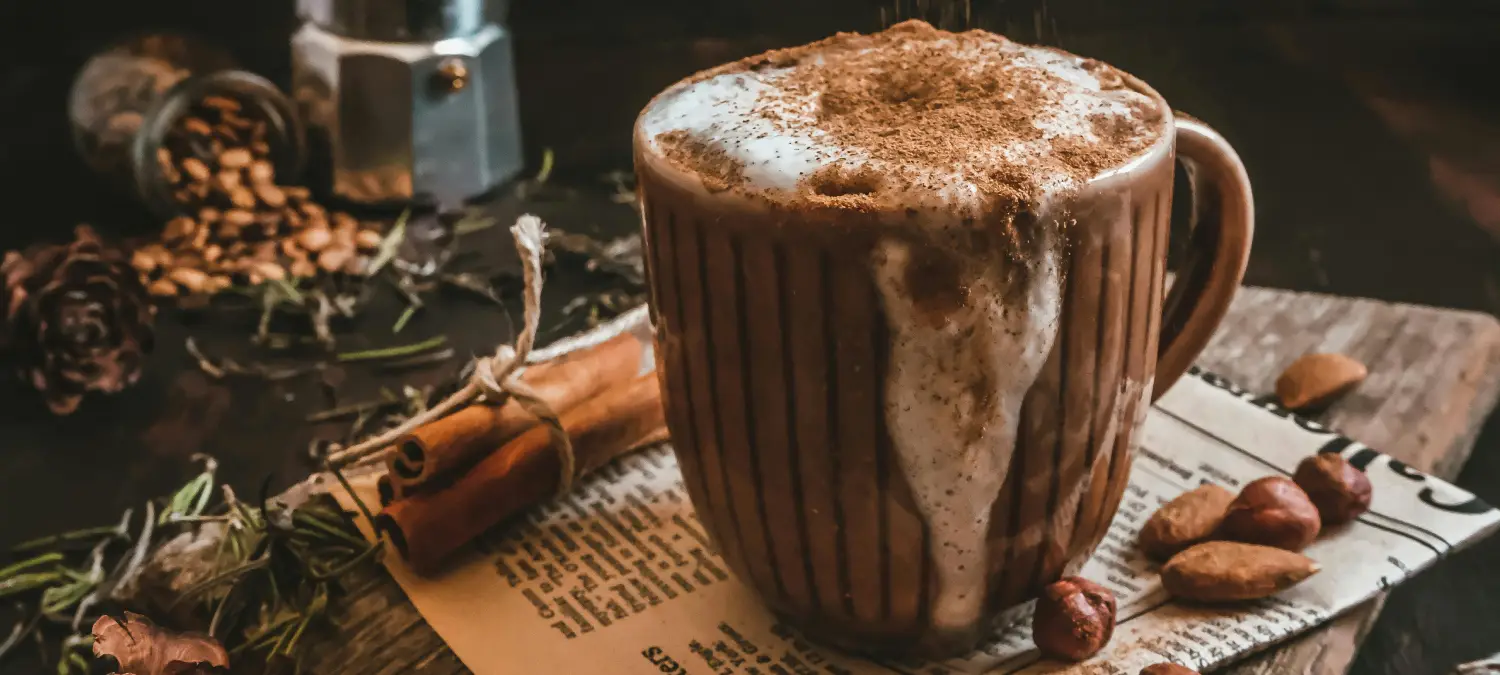 Best Mushroom Coffee for Energy & Focus βπ 2 Cup of mushroom coffee with functional mushrooms on tray for energy and focus