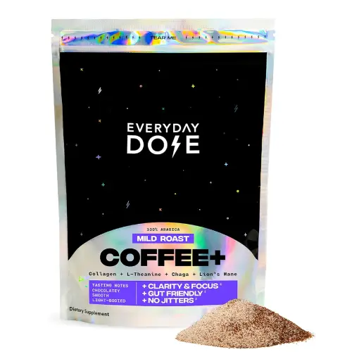 Everyday Dose Mushroom Coffee for Energy and Focus Everyday Dose mushroom coffee powder for calm energy and focus low caffeine blend