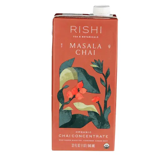 Rishi Organic Masala Chai Concentrate Rishi organic masala chai concentrate bottle with traditional spice blend