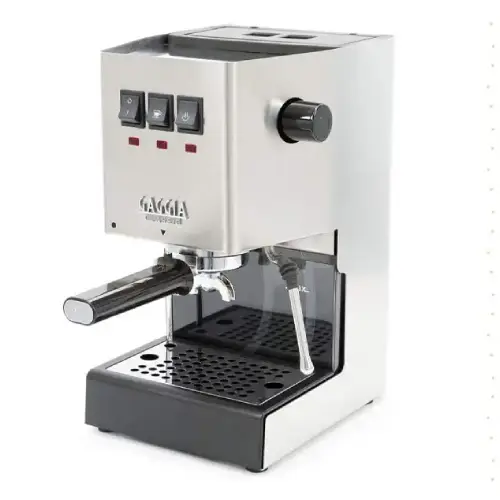 Gaggia Classic Pro Review – True Classic for Espresso Enthusiasts ☕ 3 Gaggia Classic Pro espresso machine on a kitchen counter, showcasing its stainless steel design and professional features.