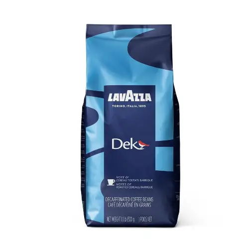 Lavazza Dek Coffee Pack on White Background Pack of Lavazza Dek Coffee, showcasing its signature blue packaging with a white background.
