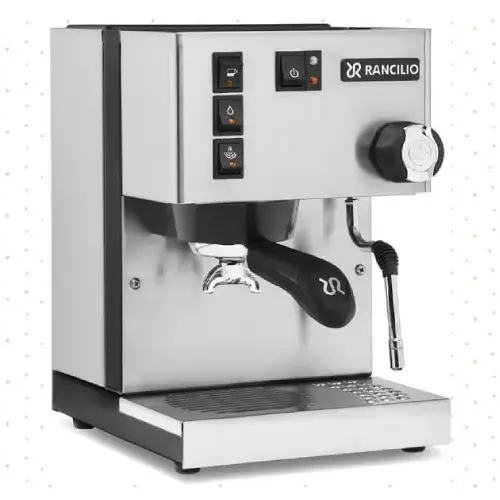 Rancilio Silvia Espresso Machine - Compact and Stylish for Perfect Espresso Rancilio Silvia Espresso Machine with a stainless steel finish, featuring a professional steam wand and compact design for home brewing